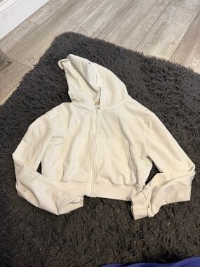 SHEIN White Cropped Zip-Up Hoodie